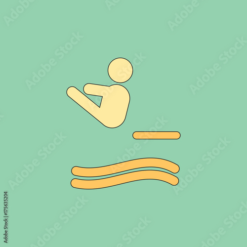 Diver swimmer trampoline springboard Sportsman Game Icon Set. Diving Swimming Pool Diver Sport People Competition Race. Summer Individual Sport Infographic events Vector