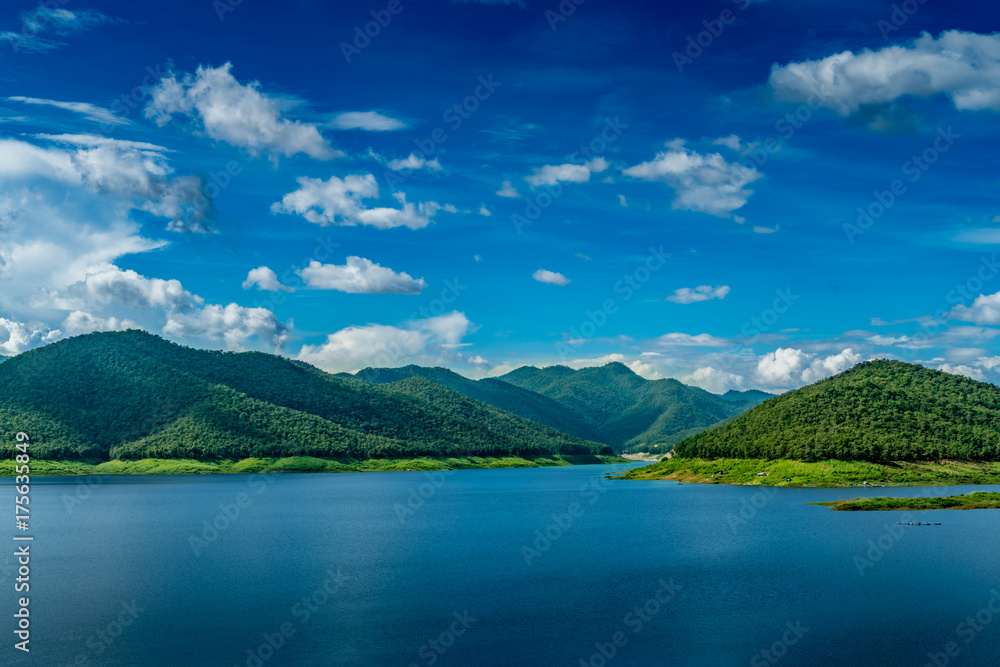 Lake with blue sky background Lake with blue sky background