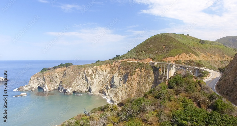 Aerial view of Bixby Bridge in Big Sur, California