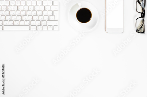 White table with smartphone