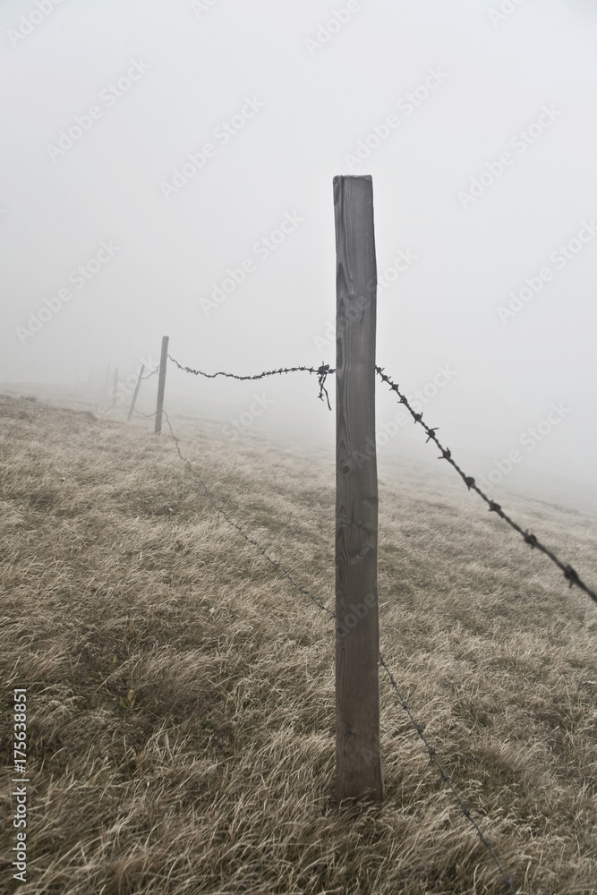 Fence with fog
