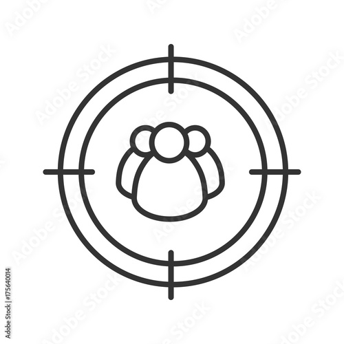 Aim on group of people linear icon