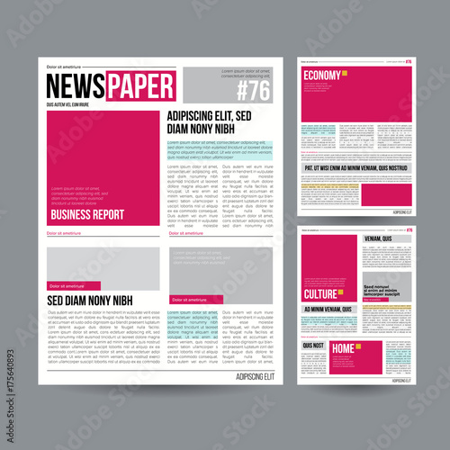 Tabloid Newspaper Design Template Vector. Images, Articles, Business Information. Daily Newspaper Journal Design. Illustration