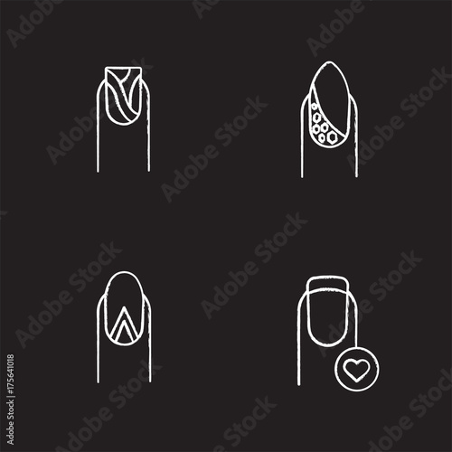 Manicure chalk icons set