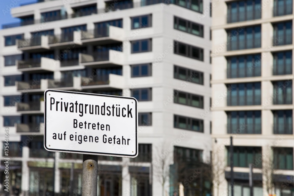 Privatgrundstueck, sign marking private property in Berlin-Mitte, Berlin, Germany, Europe Privatgrundstueck, sign marking private property in Berlin-Mitte, Berlin, Germany, Europe