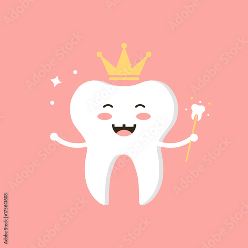 Cute cartoon tooth fairy vector flat design illustration.
