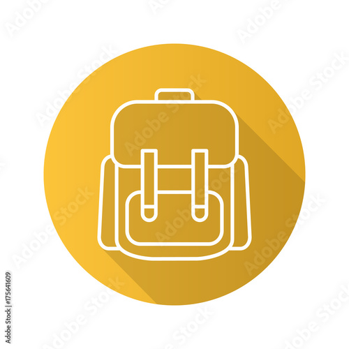 Schoolbag flat linear long shadow icon