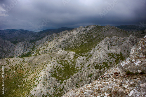 View from peak of Tulove grede, part of Velebit mountain in Croatia, landscape © Nino Pavisic