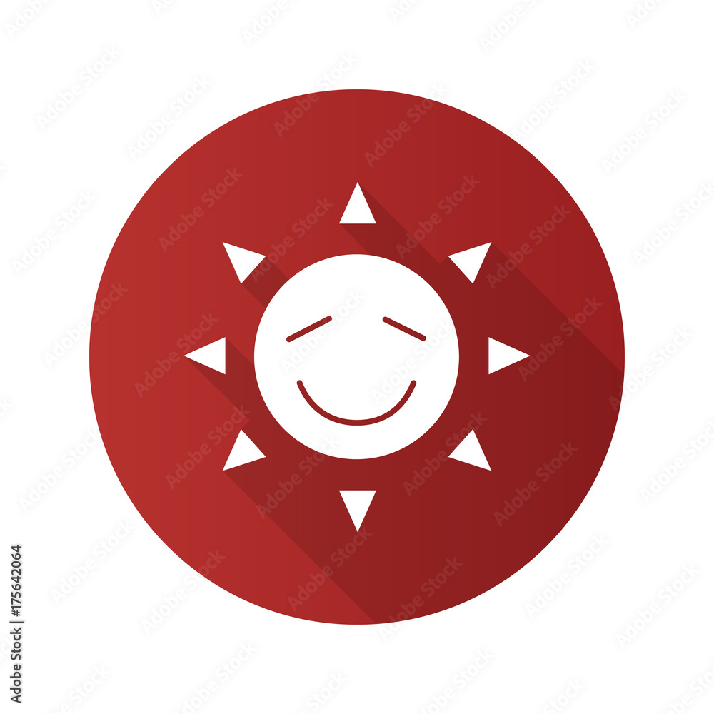 Happy sun smile flat design long shadow glyph icon Happy sun smile flat design long shadow glyph icon
