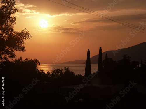 Black Sea. Abkhazia. Sunset. Seascape