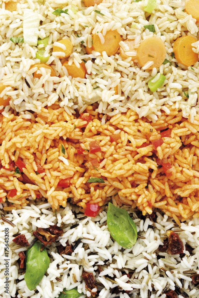 Rice varieties - long grain rice, Djuvec rice, vegetable rice - image-filling Rice varieties - long grain rice, Djuvec rice, vegetable rice - image-filling