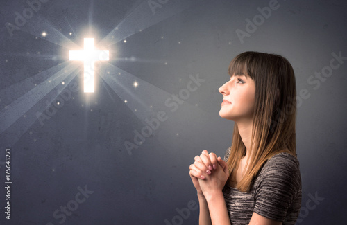 Praying girl concept