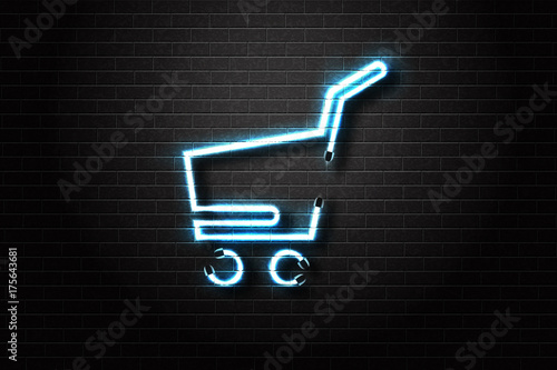 Vector realistic isolated neon sign for e-commerce icon for decoration and covering on the wall background. Concept of online purchase and market.