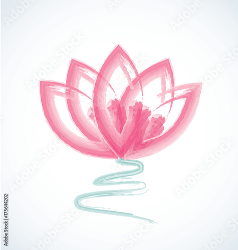 Fototapeta Naklejka Na Ścianę i Meble -  Logo lotus watercolor flower 