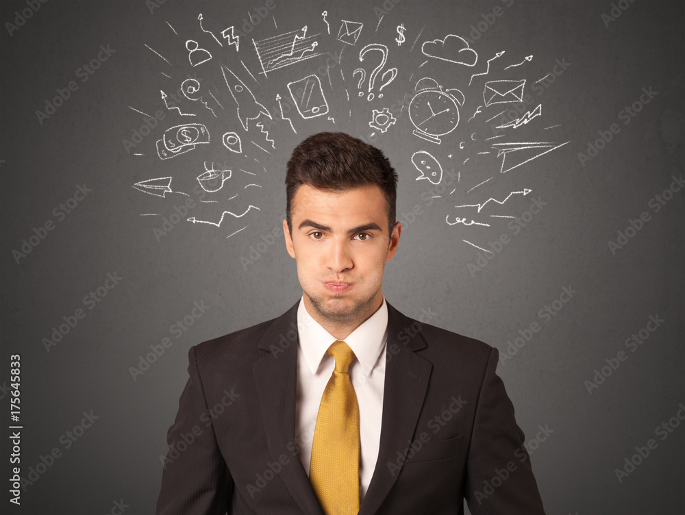 Businessman with social icons Businessman with social icons