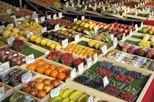 Fruits on the farmer market, Viktualienmarkt, Munich, Bavaria, Germany, Europe