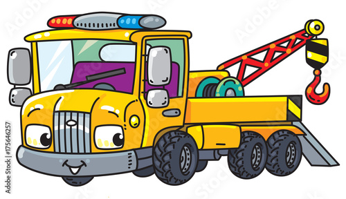 Funny small tow truck with eyes