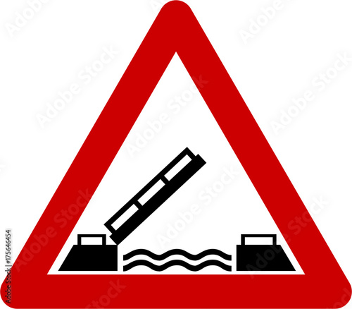 Photography Warning sign with drawbridge