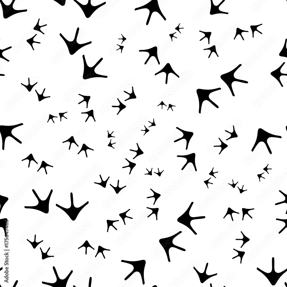 Bird footprint seamless pattern. Trace of birds, seamless vector pattern. Chicken footprints in childish style. Chicken traces naive background. Standing out of the crowd. Bird footprint seamless pattern. Trace of birds, seamless vector pattern. Chicken footprints in childish style. Chicken traces naive background. Standing out of the crowd.