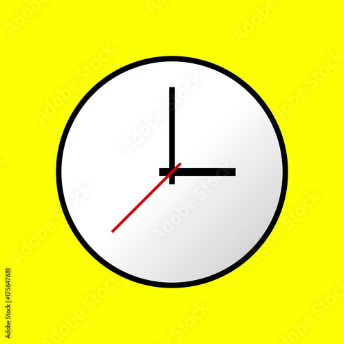 Clock icon Vector illustration flat design. Easy to use and edit. EPS10. Yellow background.