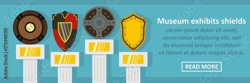 Museum exhibits shields banner horizontal concept