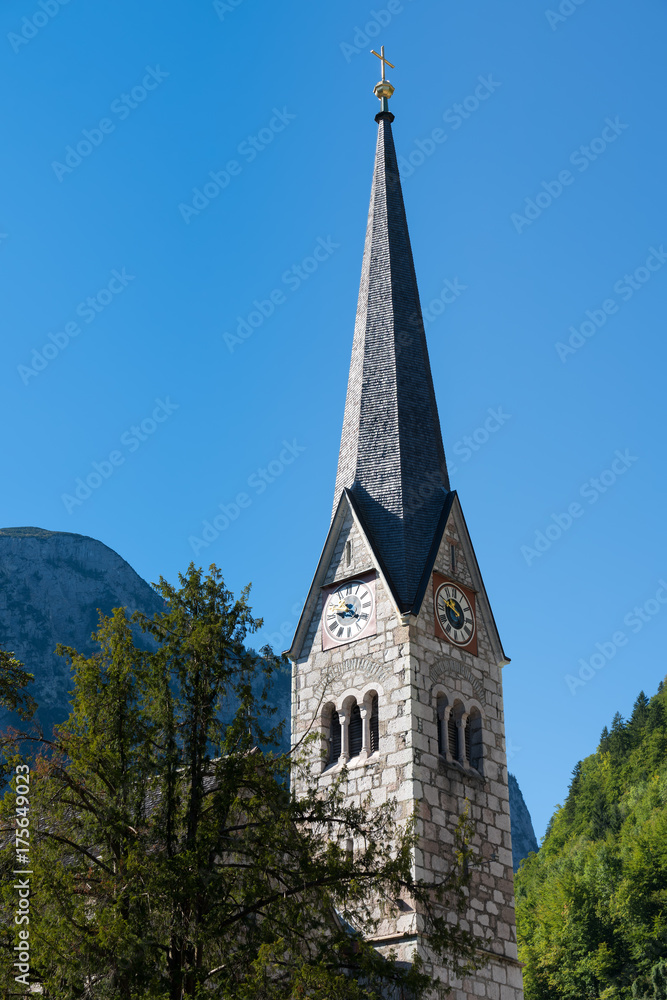 View of the Evangelical Parish Church in Hallstatt