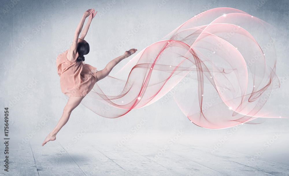 Obraz premium Dancing ballet performance artist with abstract swirl