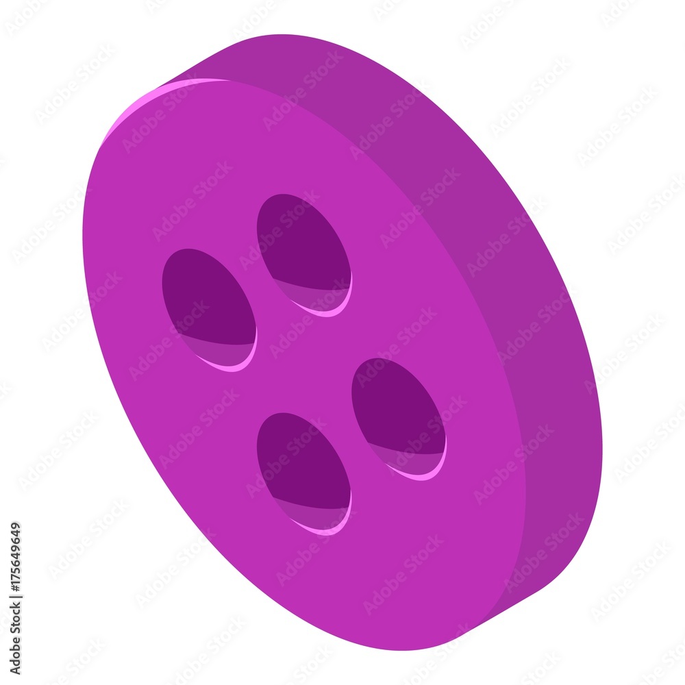 Fototapeta premium Purple button shirt icon, isometric 3d style