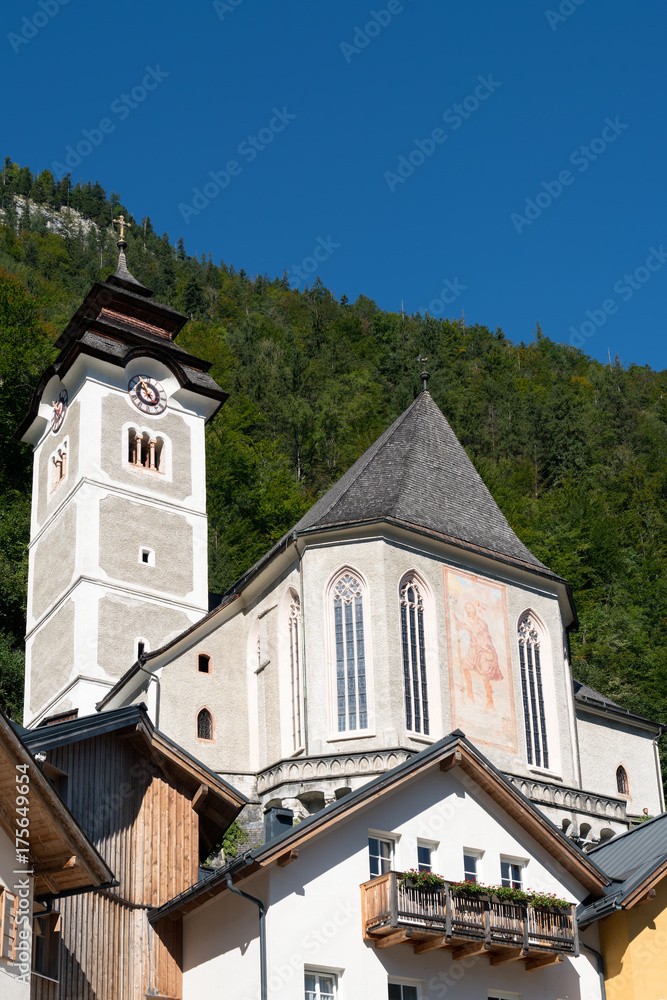 View of the Maria Hilf Pilgrimage Church in Hallstatt