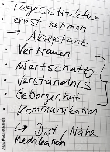 Flip chart used during staff training at a nursing home for old people  Berlin  Germany  Europe