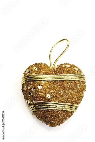 Embroidered golden heart ornament