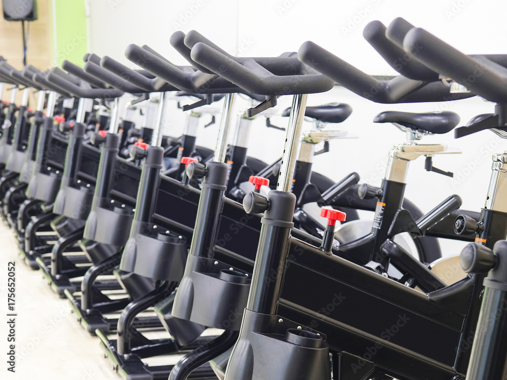 Bicycles in a fitness hall