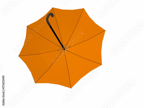 yellow autumn color falling umbrella isolated in white background