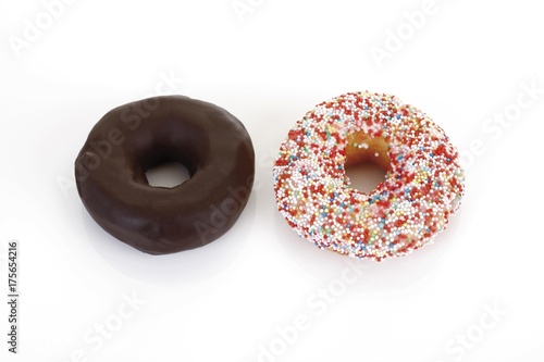 Chocolate-glazed and sprinkled donuts, doughnuts photo