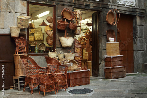 tienda tradicional de cestería hecha a mano en Vigo-Galicia, Spain photo