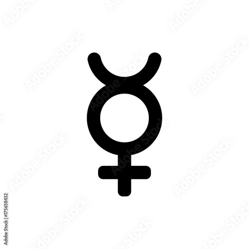 Astronomical symbol of Mercury. Black sign isolated. Vector illustration