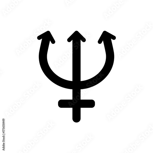 Astronomical symbol of Neptune. Black sign isolated. Vector illustration