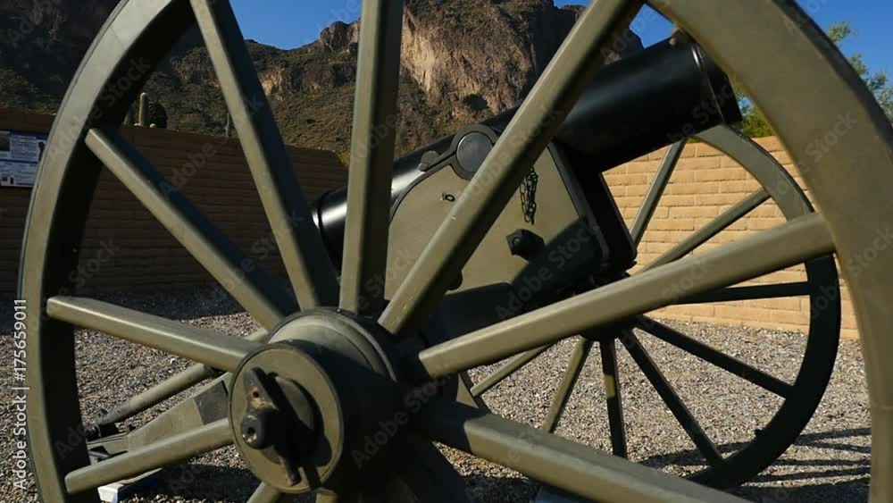 A replica Civil War era cannon at an historic site A replica Civil War era cannon at an historic site
