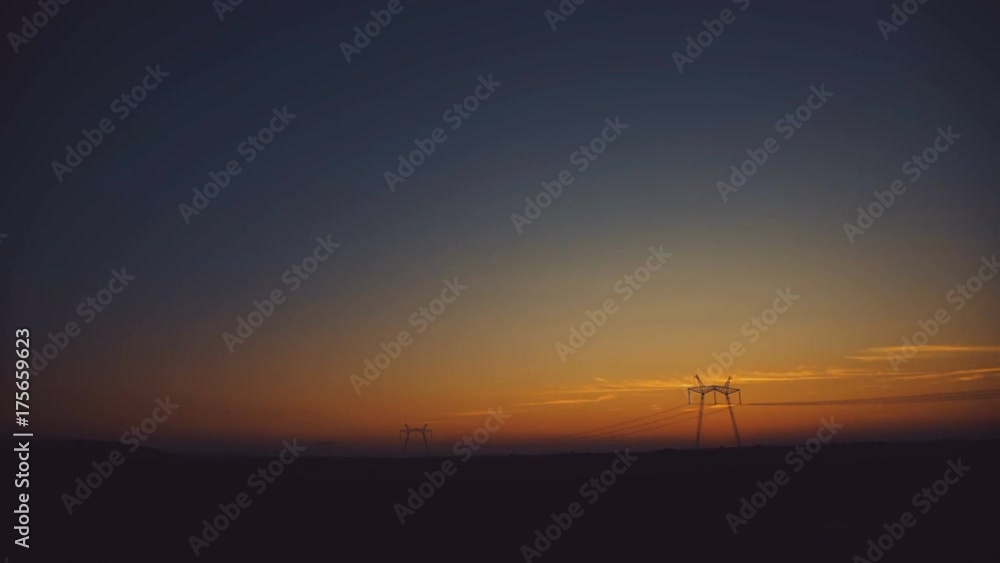 The evening background of the colourful sky on the fields. 4K The evening background of the colourful sky on the fields. 4K
