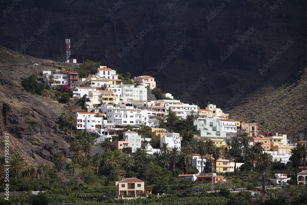 La Calera, Valle Gran Rey, view from boat, La Gomera, Canary Islands, Spain, Europe