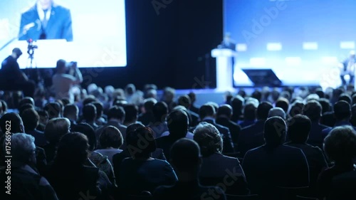 the speaker tells the speech at conference. Business People Seminar Conference Meeting Office Training Concept