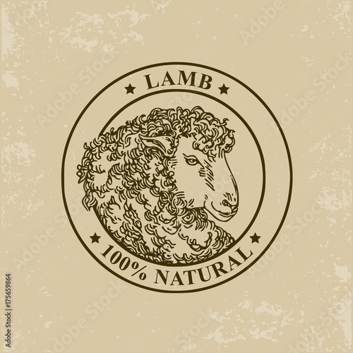 Lamb label. Vector illustration.