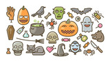 Halloween set of icons. Holiday symbol. Cartoon vector illustration