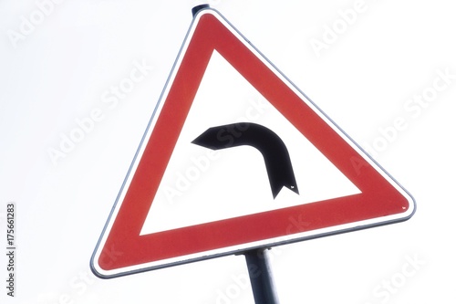 Traffic sign, curve to the left