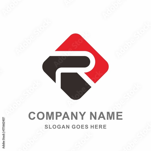 Monogram Letter R Geometric Square Apps Architecture Interior Construction Business Company Stock Vector Logo Design Template