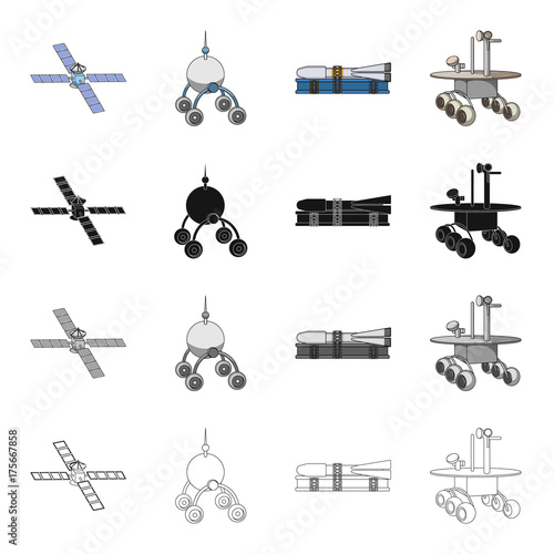 Galaxy, satellite, radar, and other web icon in cartoon style. Inovation, technology, sputnik, icons in set collection.