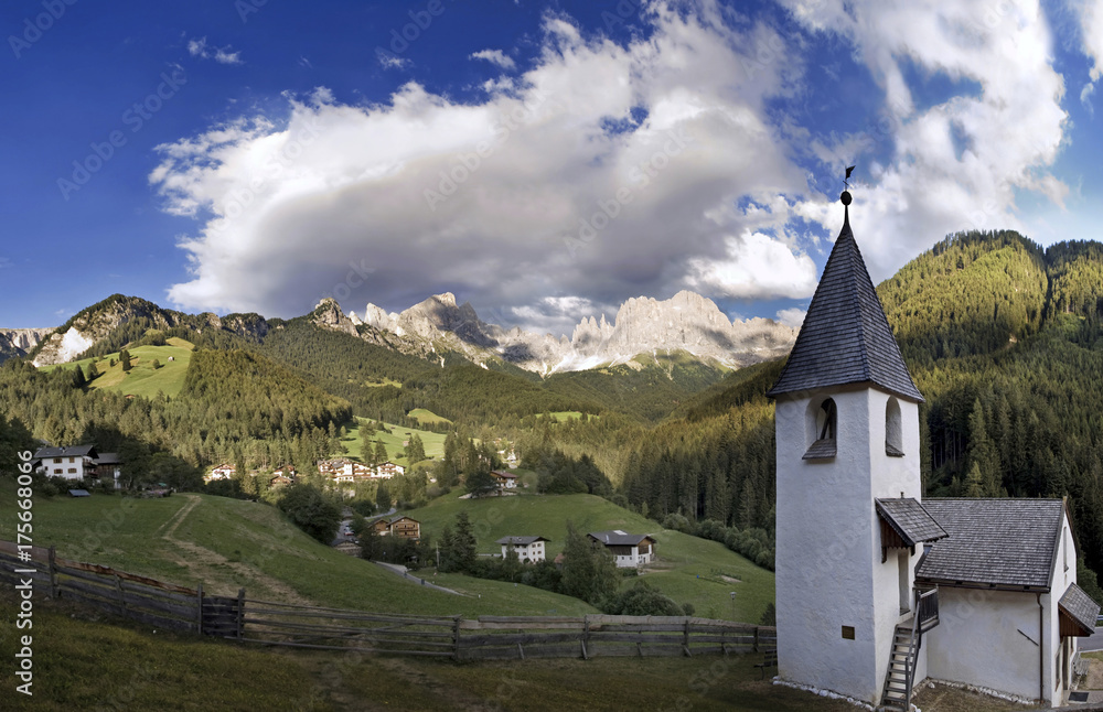 St. Cyprian's Church, Catinaccio (Rosengarten) massif, South Tyrol, Italy, Europe St. Cyprian's Church, Catinaccio (Rosengarten) massif, South Tyrol, Italy, Europe