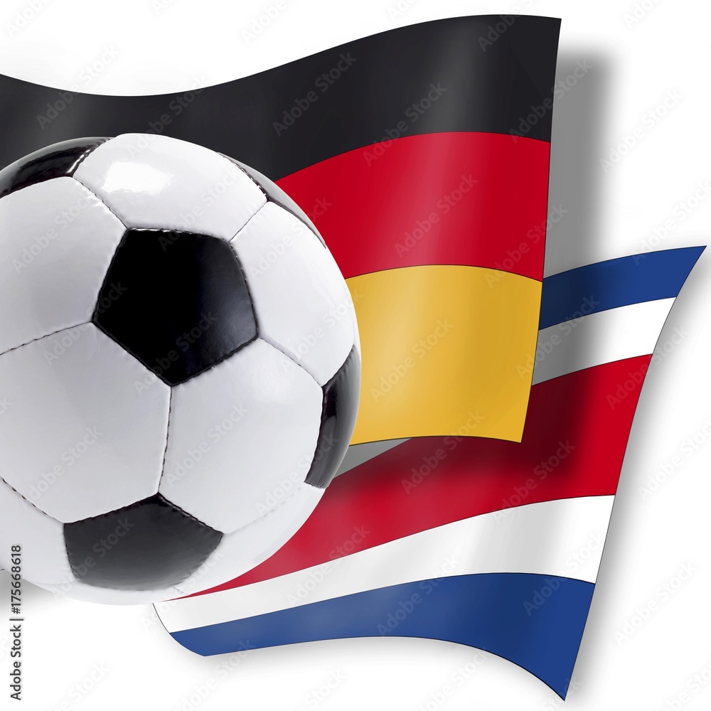 Football with German and Costa Rican flags, symbol for opening game of the 2006 FIFA World Cup Football with German and Costa Rican flags, symbol for opening game of the 2006 FIFA World Cup