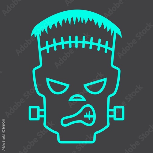Frankenstein line icon, halloween and scary