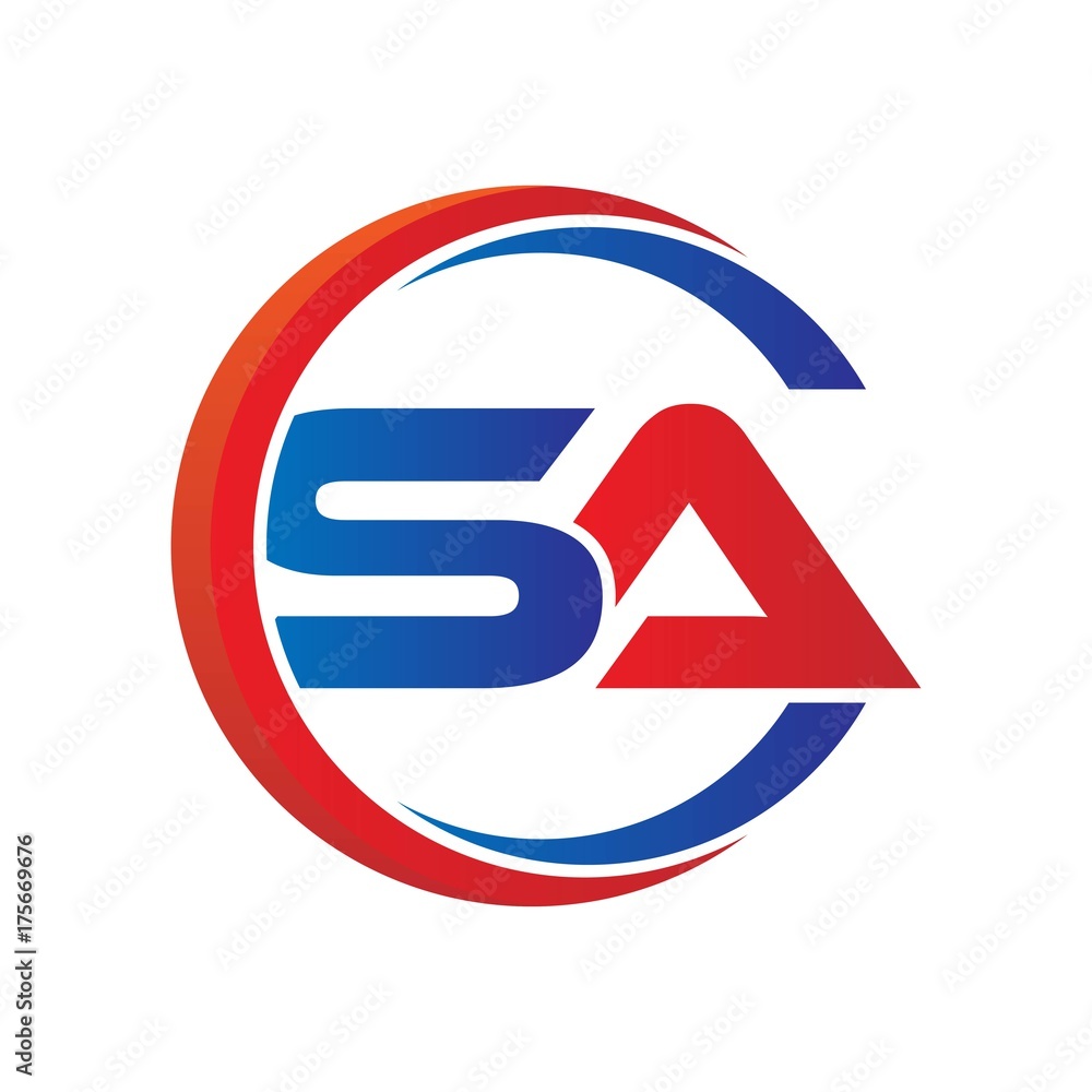sa logo vector modern initial swoosh circle blue and red sa logo vector modern initial swoosh circle blue and red